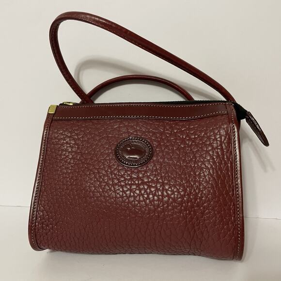 Vintage Dooney & Bourke USA Pebbled Leather Burgundy Crossbody Small Purse - Picture 1 of 16